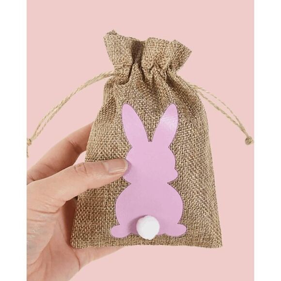 6pcs Bunny Rabbit Pompom Treat Gift Bag - Picture 5 of 5